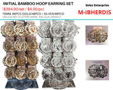 Load image into Gallery viewer, Initial Bamboo Hoop Earring Set
