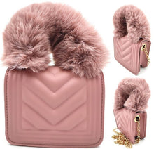 Load image into Gallery viewer, PU &amp; Fake Fur Handle Bag
