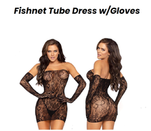 Load image into Gallery viewer, Fishnet Tube Dress w/ Gloves Lingerie
