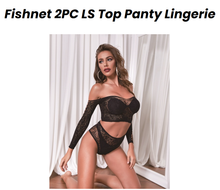 Load image into Gallery viewer, Fishnet 2 PC LS Top Panty Lingerie  - FAB
