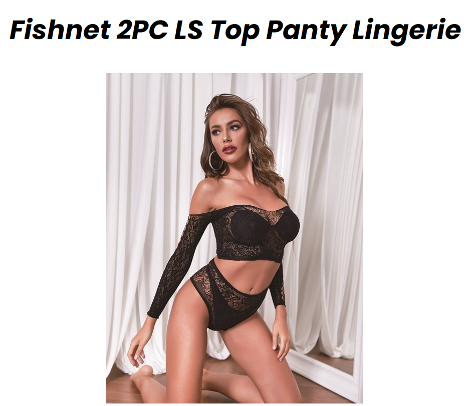 Fishnet 2 PC LS Top Panty Lingerie  - FAB